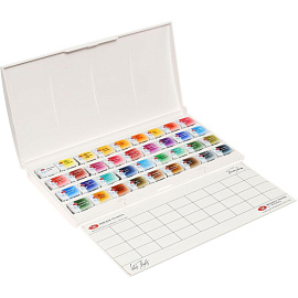 Краски акварельные Белые ночи набор 36 цветов по 2.5 мл в кюветах с палитрой фото Краски акварельные Белые ночи набор 36 цветов по 2.5 мл в кюветах с палитрой