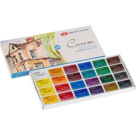 Краски акварельные Сонет набор 24 цвета по 2.5 мл в кюветах фото Краски акварельные Сонет набор 24 цвета по 2.5 мл в кюветах