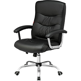 Кресло для руководителя Easy Chair 550 TR черное (рециклированная кожа с компаньоном, металл)