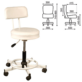 Стул кресло оператора РС12, без подлокотников, кожзам, белое, РС01.00.12-210-