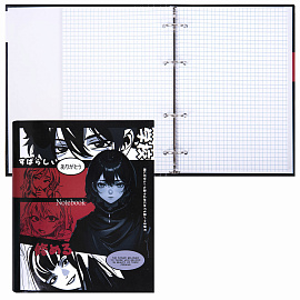 Тетрадь на кольцах А5 175х215 мм, 120 листов, твердый картон, клетка, BRAUBERG, "Anime Manga", 404715