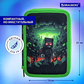 Пенал BRAUBERG, 3 отделения, полиэстер, 21х14 см, "Night warrior", 272333