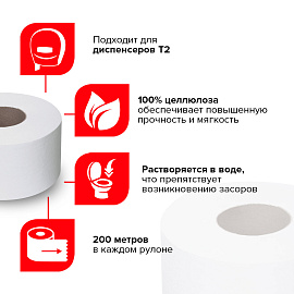 Бумага туалетная 200 м, LAIMA (T2), ADVANCED, 1-слойная, цвет белый, КОМПЛЕКТ 12 рулонов, 126093 фото Бумага туалетная 200 м, LAIMA (T2), ADVANCED, 1-слойная, цвет белый, КОМПЛЕКТ 12 рулонов, 126093