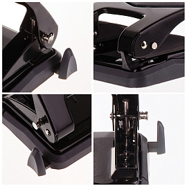 Дырокол OfficeSpace 35л., металлический, черный, с линейкой фото Дырокол OfficeSpace 35л., металлический, черный, с линейкой