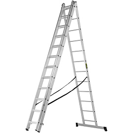 Лестница универсальная Сибртех алюминиевая трехсекционная 3х12 ступеней (97822)