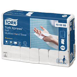Полотенца бумажные листовые Tork H2 М-сложение 2-слойные белые 21 пачка по 110 листов (100288)