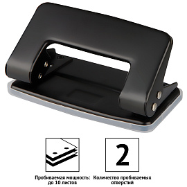 Дырокол OfficeSpace 10л., металлический, черный фото Дырокол OfficeSpace 10л., металлический, черный