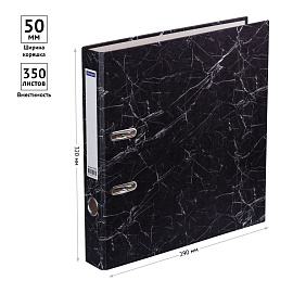 Папка-регистратор OfficeSpace, 50мм, мрамор, черная фото Папка-регистратор OfficeSpace, 50мм, мрамор, черная
