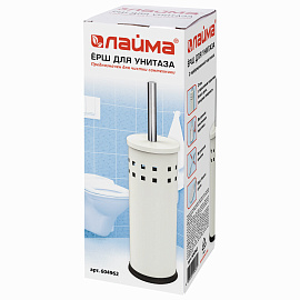 Ерш для унитаза LAIMA, с подставкой, металл, белый, глянцевый, 604962