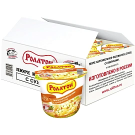 Картофельное пюре Роллтон с сухариками 40 г (24 штуки в упаковке)