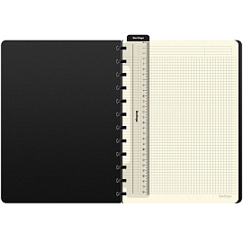 Бизнес-тетрадь А4+, 80л., Berlingo "Instinct", клетка, на кольцах, с возм. зам. блока, 80г/м2, пластик. (полифом) обл., линейка-закладка, фламинго/чер