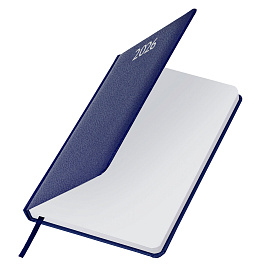 Ежедневник датированный 2026, А5, 138x213 мм, BRAUBERG "Profile", балакрон, синий, 117073