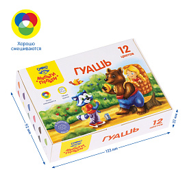 Гуашь Мульти-Пульти "Енот в сказке", 12 цветов, 10мл, картон