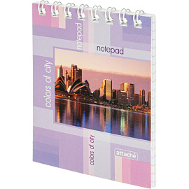 Блокнот Attache Города А7 40 листов разноцветный в клетку на спирали (74х105 мм)
