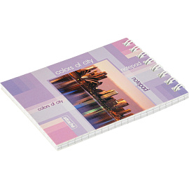 Блокнот Attache Города А7 40 листов разноцветный в клетку на спирали (74х105 мм)