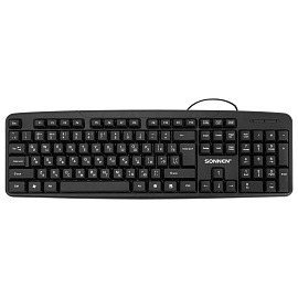 Клавиатура проводная бесшумная, USB, 104 клавиши, SONNEN KB-8136, черная, 513946