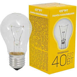 Лампа накаливания Старт 40 Вт E27 A 2700 К 385 Лм