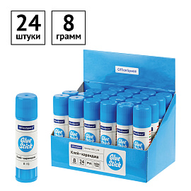 Клей-карандаш OfficeSpace, 08г, дисплей, ПВА фото Клей-карандаш OfficeSpace, 08г, дисплей, ПВА
