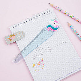 Линейка с топпером 12см MESHU "Unicorn", пластиковая, европодвес