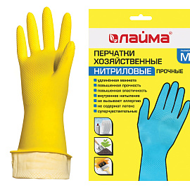 Перчатки МНОГОРАЗОВЫЕ нитриловые LAIMA ГИПОАЛЛЕРГЕННЫЕ, хлопчатобумажное напыление, ПРОЧНЫЕ, размер 7-8, М (средний), синие, вес 36г, 604998