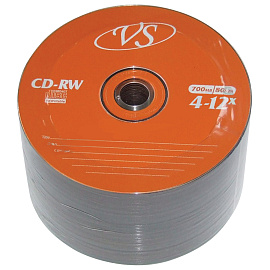 Диск CD-RW VS 0,7 GB 12x (50 штук в упаковке)