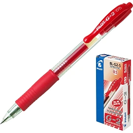 Ручка гелевая автоматическая Pilot BL-G2-5 красная (толщина линии 0.3 мм)