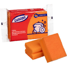Губка для посуды Luscan поролон 9x6.5 см с абразивным слоем (2 штуки в упаковке)