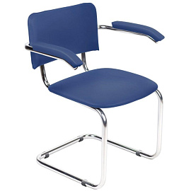 Стул офисный Silwia Arm/Сильвия АРМ синий (экокожа, металл хромированный)