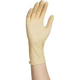 Перчатки медицинские смотровые латексные Dermagrip Classic текстурированные нестерильные неопудренные размер M (7-8) жёлтые (50 пар/100 штук в упаковк