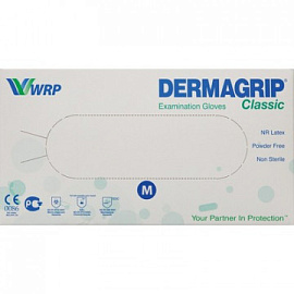 Перчатки медицинские смотровые латексные Dermagrip Classic текстурированные нестерильные неопудренные размер M (7-8) жёлтые (50 пар/100 штук в упаковк