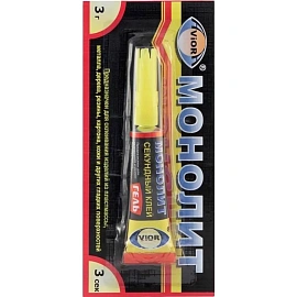 Клей-гель секундный Монолит универсальный 3 г фото Клей-гель секундный Монолит универсальный 3 г