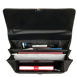 Портфель "Проект", 38х28,5х10 см, искусственная кожа, 2 отделения, замок с ключом, черный, 200 фото Портфель "Проект", 38х28,5х10 см, искусственная кожа, 2 отделения, замок с ключом, черный, 200