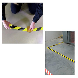 Лента для разметки Мельхозе желтая/черная 75 мм x 30 м (KMSW07533)