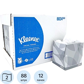 Салфетки косметические Kimberly Clark 8834 Kleenex 2-слойные (12 упаковок по 88 штук)