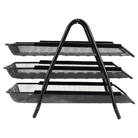 Лоток для бумаг горизонтальный СТАММ, 3 секции, металл, черный