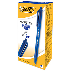 Ручка шариковая автоматическая Bic Round Stic Clic синяя (толщина линии 0.32 мм)