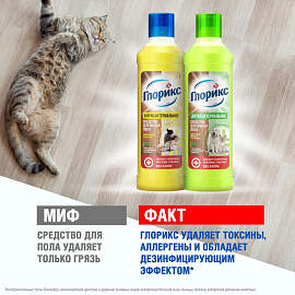 Средство для мытья пола с дезинфицирующим эффектом Глорикс Лимонная энергия 1 л