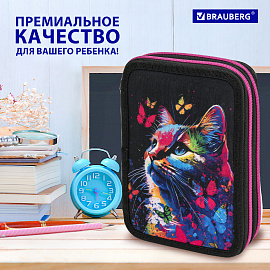 Пенал BRAUBERG, 2 отделения, полиэстер, 21х14 см, "Butterfly catcher", 272330