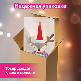 Украшение новогоднее интерьерное 40 см "Веселый оленёнок", полиэстер, ЗОЛОТАЯ СКАЗКА, 592508