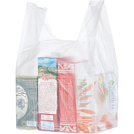 Пакет-майка ПНД 12 мкм белый (25+12х45 см, 100 штук в упаковке)