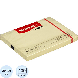 Стикеры Kores 100x75 мм пастельные желтые (1 блок на 100 листов)