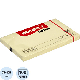 Стикеры Kores 125x75 мм пастельные желтые (1 блок на 100 листов)