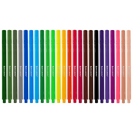 Фломастеры трехгранные 24 цвета, вентилируемый колпачок, BRAUBERG "PREMIUM", ПВХ-упаковка, 152194