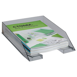 Лоток для бумаг горизонтальный СТАММ "Фаворит", тонированный черный
