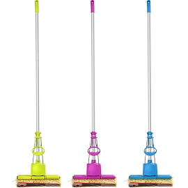 Губчатая швабра с отжимом Home Queen Чудо-спонж 27.5x5.5 см рукоятка 115 см