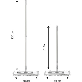 Швабра флаундер (плоская) Home Queen насадка микрофибра 40x12 см телескопическая рукоятка 70-120 см металл/пластик