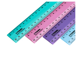 Линейка 20см СТАММ, пластиковая, 2 шкалы, непрозрачная, пастельные цвета, ассорти, европодвес