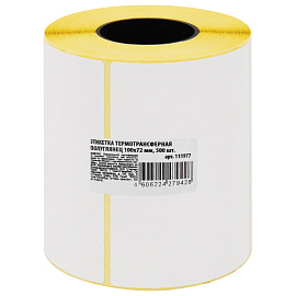 Этикетки термотрансферные, ПОЛУГЛЯНЕЦ, 100х72 мм, 500 этикеток в ролике, 111977