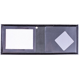 Обложка для удостоверения с окном OfficeSpace черная, кожа