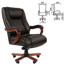 Кресло из натуральной кожи CH 503, нагрузка до 180 кг, дерево, черное фото Кресло из натуральной кожи CH 503, нагрузка до 180 кг, дерево, черное